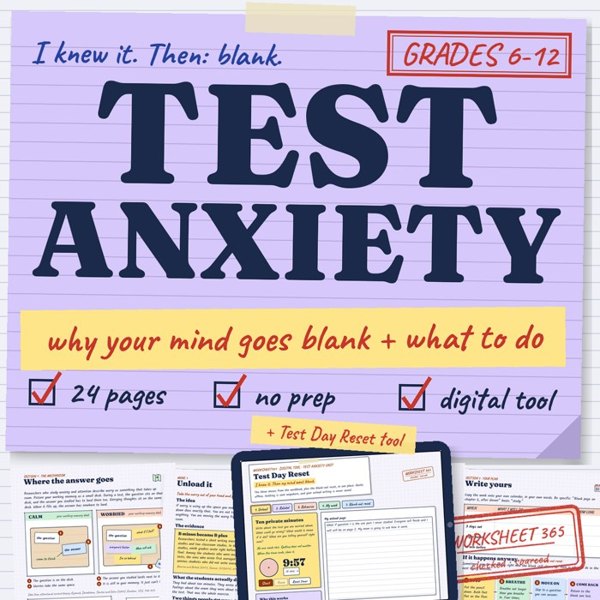 Test Anxiety: printable study-skills unit by Worksheet365