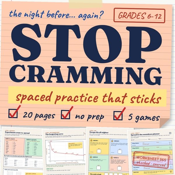 Stop Cramming: printable study-skills unit by Worksheet365